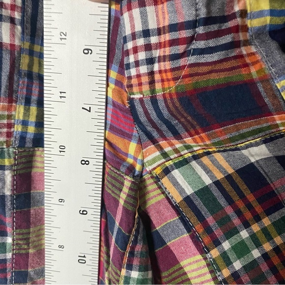 Brooks Brothers Shorts Men 34 Madras Plaid Patchwork Cotton Chino Preppy 9” - Picture 4 of 7